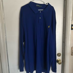 Long sleeves blue polo shirt